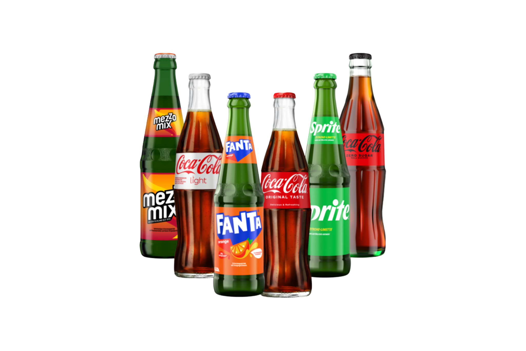 Cola, Cola Zero, Fanta, Fanta Exotic, Mezzo Mix, Sprite